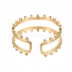 304 Stainless Steel Double Line Open Cuff Ring&nbsp;RJEW-T023-20G