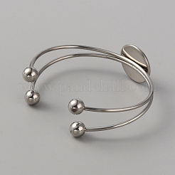 304 Stainless Steel Double Wire Cuff Bangle Makings&nbsp;STAS-WH0017-025