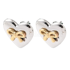 Two Tone 304 Stainless Steel Stud Earrings&nbsp;EJEW-B156-15P