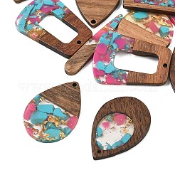 Walnut Wood & Transparent Resin & Gold Foil Pendants&nbsp;WD-CBA583A-25