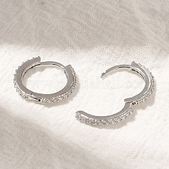 Rack Plating Brass Micro Pave Cubic Zirconia Hoop Earrings&nbsp;EJEW-H143-15P-01