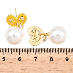 Valentine's Day Brass Clear Cubic Zirconia Dangle Stud Earrings&nbsp;EJEW-Z164-07G-04