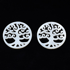 Natural Freshwater Shell Filigree Joiners&nbsp;SHEL-N027-15