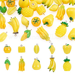 30Pcs 10 Styles Fruit/Vegatable Theme Opaque Resin Pendants&nbsp;AJEW-TA0005-77