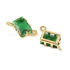 Brass Pave Cubic Zirconia Rectangle Connector Charms&nbsp;KK-P347-05G-03