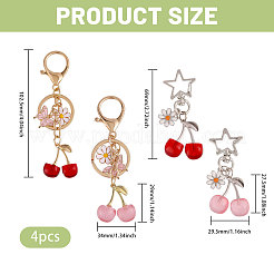 4Pcs 4 Styles Cherry Resin & Alloy Pendant Decorations&nbsp;HJEW-CA0001-73