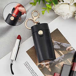Mini Column Portable PVC Lipstick Keychain Holder&nbsp;KEYC-WH0004-63