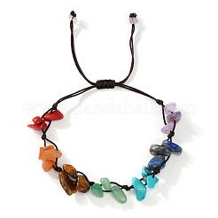 Adjustable 7 Chakra Gemstone Chip Braided Bead Bracelets for Women&nbsp;UX3528