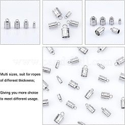 48Pcs 4 Style 201 Stainless Steel Cord Ends&nbsp;STAS-UN0030-98