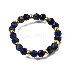 Natural Sodalite Beaded Stretch Rings for Women&nbsp;RJEW-JR00868-04
