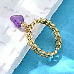 Brass Curb Chain Cuff Rings for Women&nbsp;RJEW-Z085-03G-03