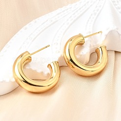 Brass Chunky C-shape Stud Earrings&nbsp;X-EJEW-G297-03C-G