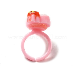 Cartoon Sweetmeats Resin Open Cuff Ring for Kids&nbsp;X-RJEW-K239-21
