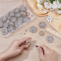 20Pcs 2 Colors Flower Zinc Alloy & Rhinestone & Glass Rivets&nbsp;BUTT-NB0001-83