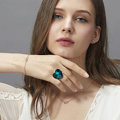 4Pcs 4 Colors Glass Heart Adjustable Rings Set&nbsp;RJEW-FI0001-11