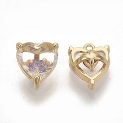 Brass Cubic Zirconia Charms&nbsp;KK-T050-06G-02-NF