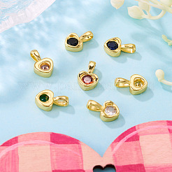 7Pcs 7 Colors Brass with Cubic Zirconia Charms&nbsp;KK-TA0008-37