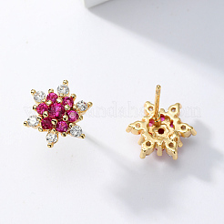 Brass Cubic Zirconia Snowflake Stud Earrings&nbsp;EG4192