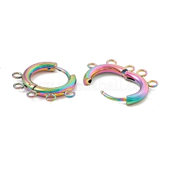 Rainbow Color Ion Plating(IP) 304 Stainless Steel Hoop Earring Findings&nbsp;STAS-D183-01M