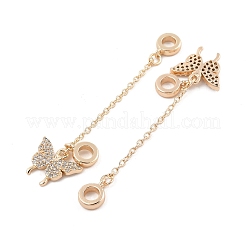 Rack Plating Butterfly Brass Clear Cubic Zirconia European Safety Chains&nbsp;KK-F879-19G