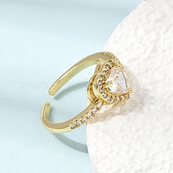 Adjustable Brass Micro Pave Cubic Zirconia Cuff Open Rings&nbsp;CU-CBABA66-04G