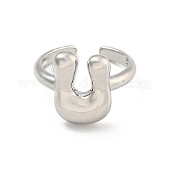 Brass Letter Open Cuff Rings for Women&nbsp;RJEW-G313-01U-P