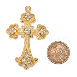 Alloy Rhinestone Cross Big Pendants&nbsp;ALRI-1475-G-NR