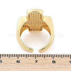 Brass Micro Pave Clear Cubic Zirconia Open Cuff Rings for Women&nbsp;LS-RJEW-R011-03G-01
