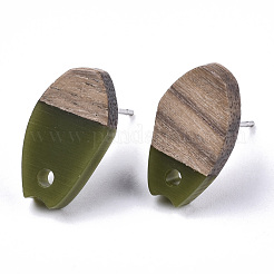 Opaque Resin & Walnut Wood Stud Earring Findings&nbsp;MAK-N032-010A-B02