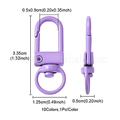 10Pcs 10 Colors Spray Painted Eco-Friendly Alloy Swivel Snap Hooks Clasps&nbsp;FIND-YW0003-04