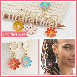 12Pcs 6 Colors Alloy Enamel Daisy Flower Charms Locking Stitch Markers&nbsp;HJEW-PH01644
