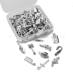 100Pcs 10 Style Tibetan Style Mystery Killer Theme Alloy Pendants&nbsp;TIBEP-CJ0001-88