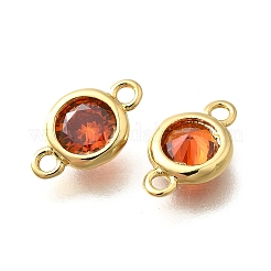 Brass Cubic Zirconia Connector Charms&nbsp;KK-Q043-24G-02