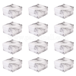 Square Marble Texture Cardboard Jewelry Ring Boxes&nbsp;CON-TAC0009-05A
