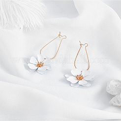 1 Pair Flower Alloy Hoop Earrings&nbsp;EJEW-LP0007-099