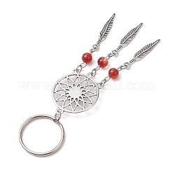 Alloy with Natural Agate & Rose Quartz & Tiger Eye & Natural Amethyst & Synthetic Howlite Keychain&nbsp;KEYC-JKC00858