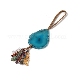 Natural Agate Slice Pendant Decorations&nbsp;HJEW-K046-03B