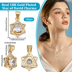 16Pcs Rack Plating Brass Micro Pave Cubic Zirconia Pendants&nbsp;KK-BBC0017-21