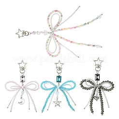 Alloy Glass Chip Pendant Decoration&nbsp;HJEW-FZ00040