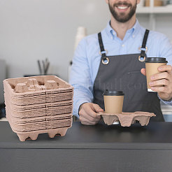 30Pcs Biodegradable Pulp Disposable Coffee Cup Tray&nbsp;AJEW-BC0009-87B