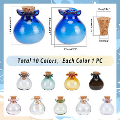 10Pcs 10 Colors Lucky Bag Shape Glass Cork Bottles Ornament&nbsp;AJEW-PH0004-64