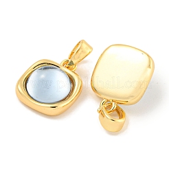 Brass & Resin Square Charms with Snap on Bails&nbsp;KK-P275-13G