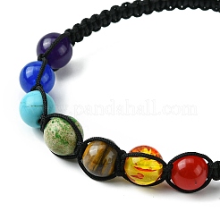 Dyed Natural & Synthetic Mixed Gemstone Round Braided Bead Bracelet&nbsp;BJEW-JB09624