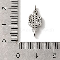 Rack Plating Brass Micro Pave Green Cubic Zirconia Cactus Connector Links&nbsp;KK-U027-01P