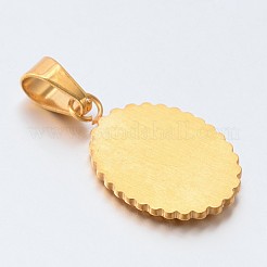 Holy Jewelry 304 Stainless Steel Flat Oval with Virgin Mary Pendants&nbsp;STAS-L130-06
