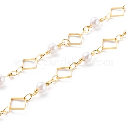 Brass Rhombus Link Chain Necklaces&nbsp;NJEW-JN03448