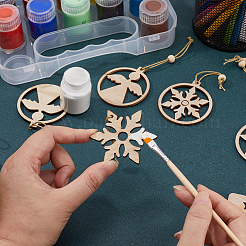 2 Sets 2 Style Christmas Theme Wood Pendants Decoration&nbsp;HJEW-GF0001-39C