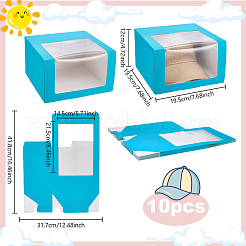 Foldable Cardboard Gift Cap Storage Boxes with Clear PVC Window&nbsp;CON-WH0099-66D