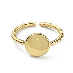 Brass Flat Round Open Cuff Ring&nbsp;RJEW-WH0004-25G