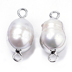 Plated Natural Baroque Pearl Keshi Pearl Links connectors&nbsp;PEAR-S012-07
